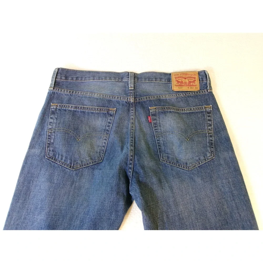 Levis 527 Slim Bootcut Jeans Mens 36x34 Blue Medium Wash WaterLess 05527-0527